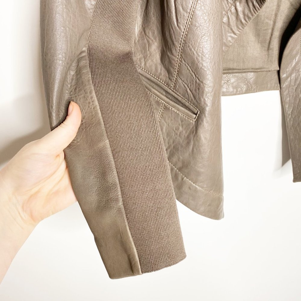 7 FOR ALL MANKIND Real Grey Leather Moto Jacket S - Picture 4 of 15